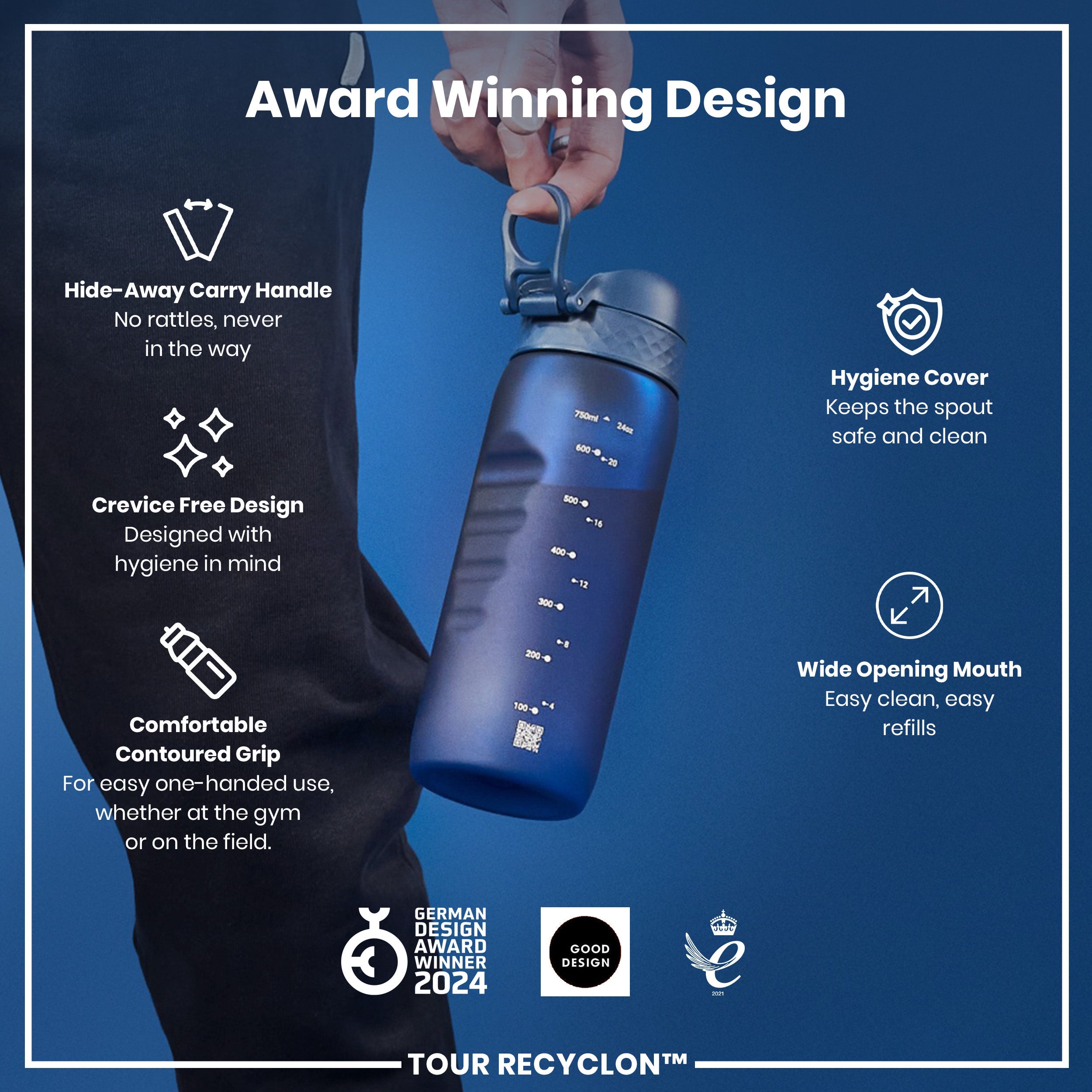 Bottle, Recyclon, Navy, 750ml