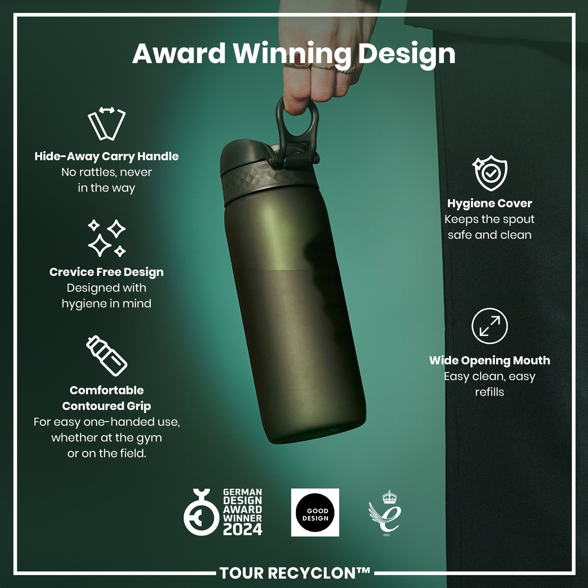Bottle, Recyclon, Dark Green, 750ml