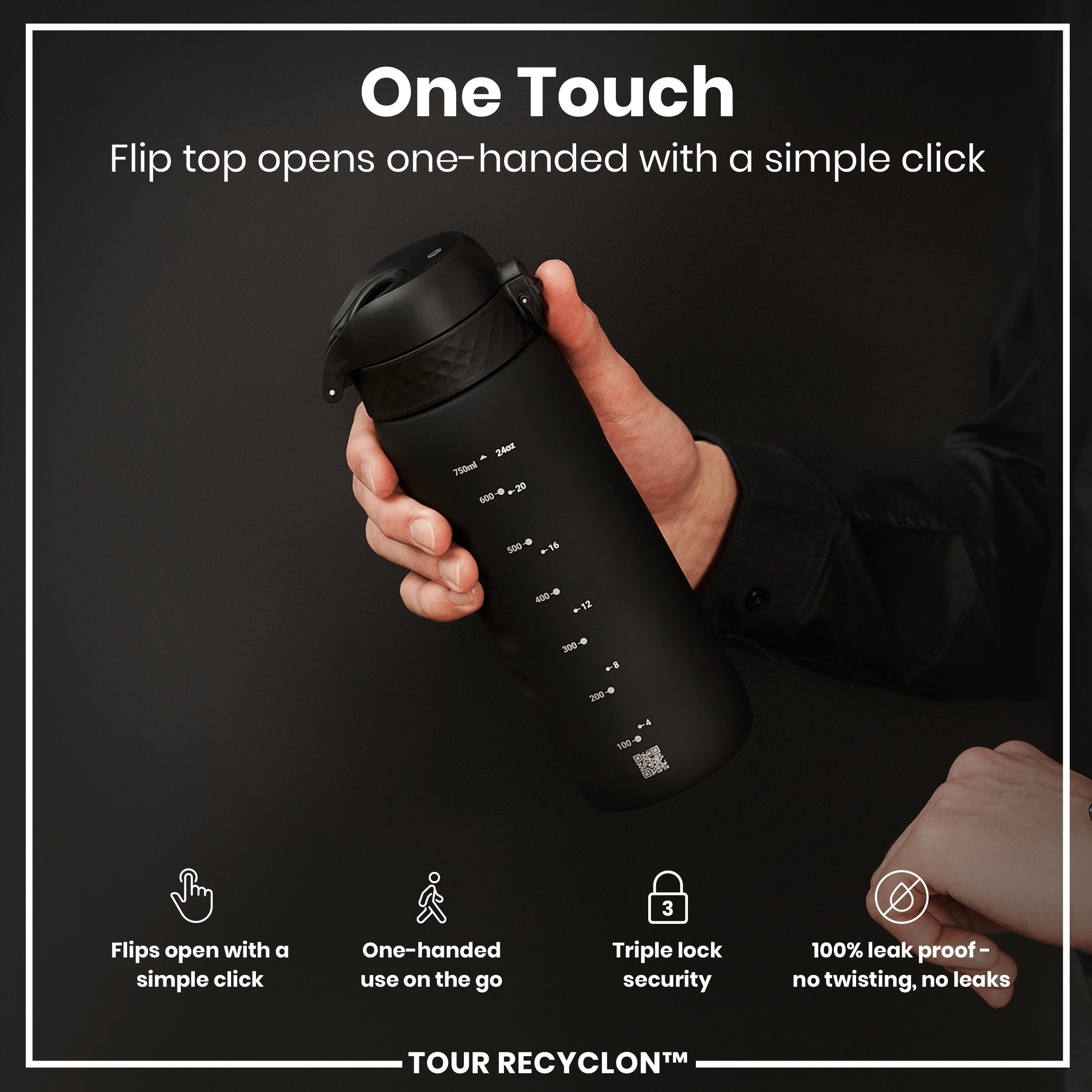 Bottle, Recyclon, Black, 750ml