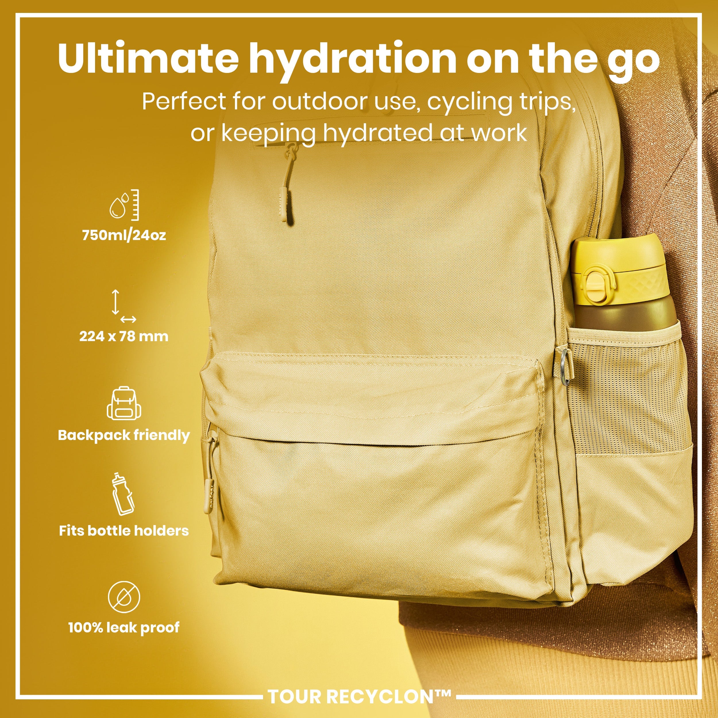 Bottle, Recyclon, Yellow, 750ml