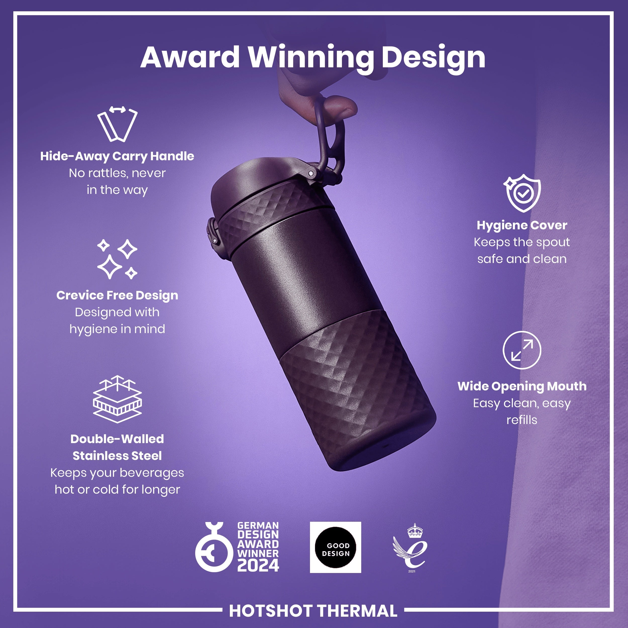 Insulated Steel, Travel Mug, Blackberry, 360ml