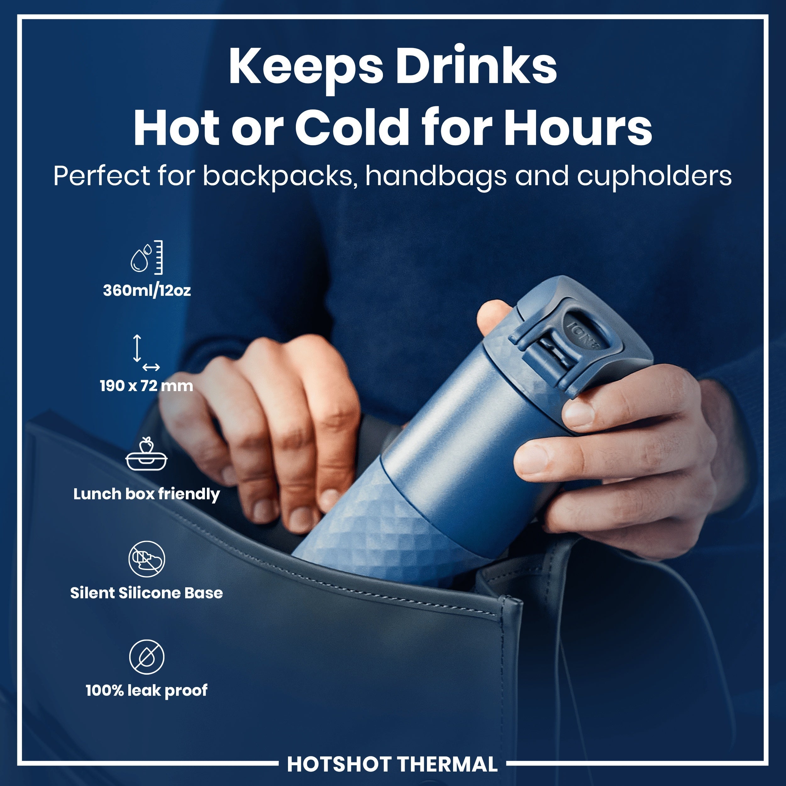 Insulated Steel, Travel Mug, Ash Navy, 360ml