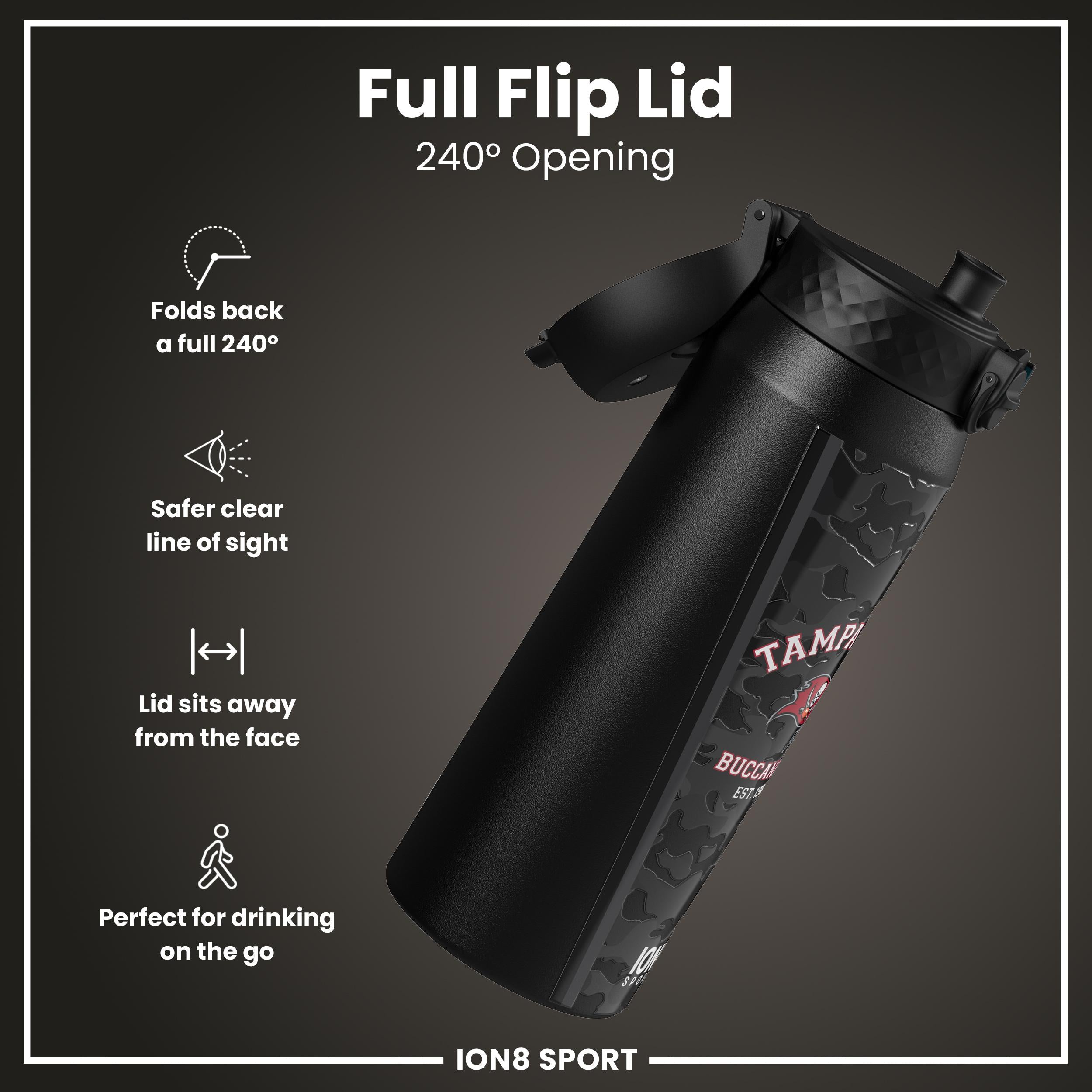 NFL x ION8 Insulated Steel Water Bottle, NFL Buccaneers, 750ml (24oz)