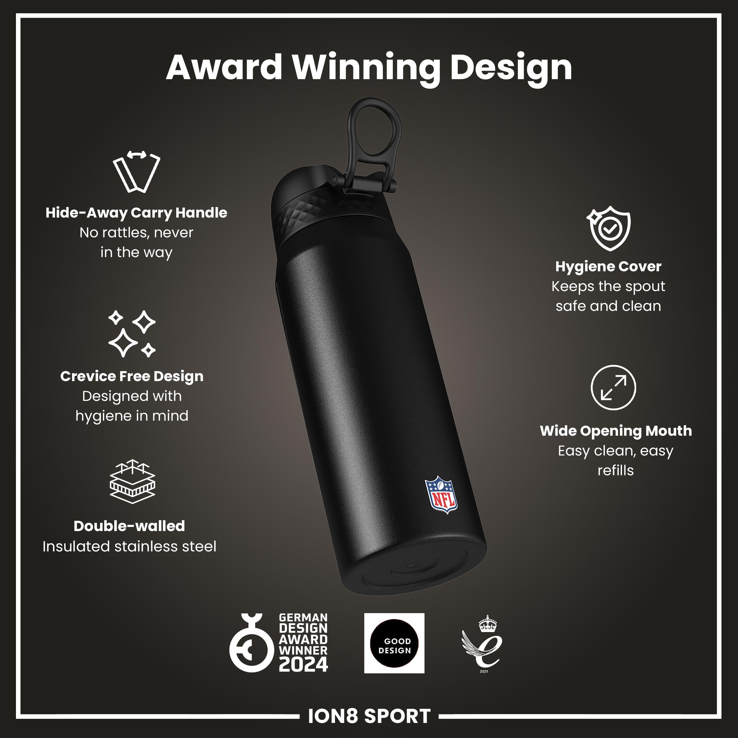 NFL x ION8 Insulated Steel Water Bottle, NFL Buccaneers, 750ml (24oz)